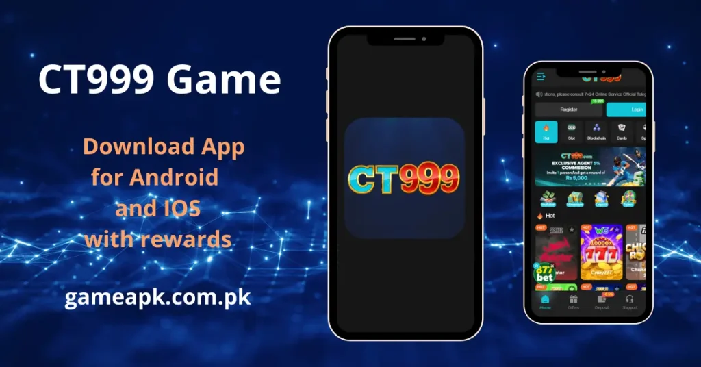 Download CT999 APK - Interface showing two mobile phones which clearly show ct999 game startup and in-game interface. 