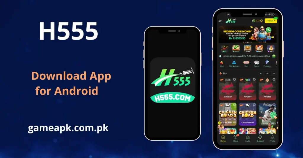 H555 APK Download interface on mobile phone