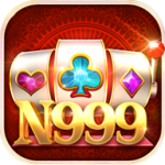 N999 app logo featuring a golden slot machine with card suit symbols on a red ornamental background