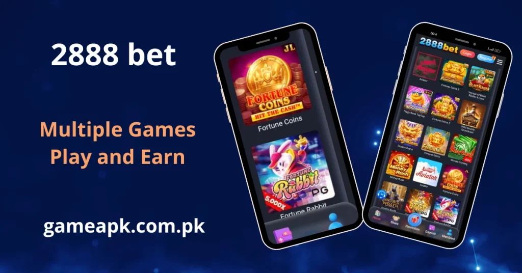 2888bet games library featuring Fortune Coins, Fortune Rabbit, Aviator, and Wild Bounty Showdown.
Play multiple slot and crash games on the 2888bet app and explore in-app earning options.