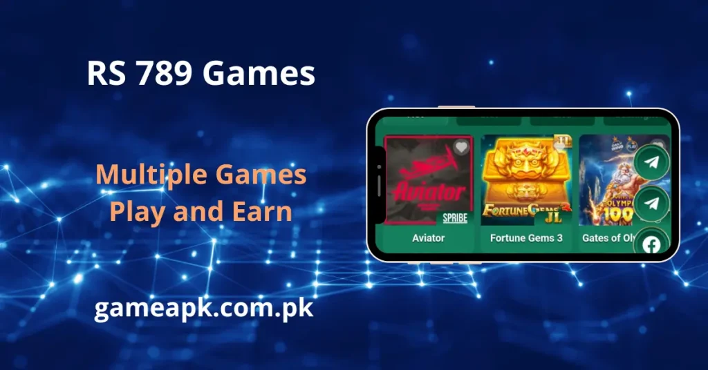 Multiple play and earn games available on the RS 789 app, including Aviator and Fortune Gems.
Premium mobile casino gaming and slots experience showcased by gameapk.com.pk.