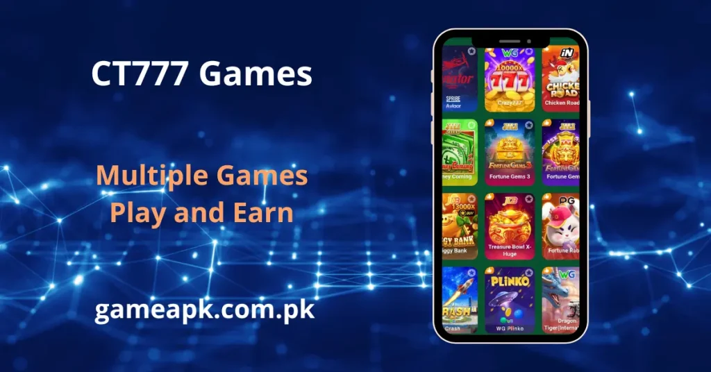 CT777 games library featuring Aviator, Crazy777, Chicken Road, Fortune Gems, and Plinko.
Play multiple slot and crash games on the CT777 app and explore in-app earning options.