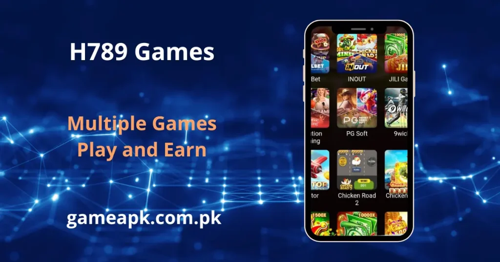 H789 in-app games collection including KoolBet, JILI Games, and Chicken Road 2. Multiple games available to play and earn inside the H789 APK for Android.
