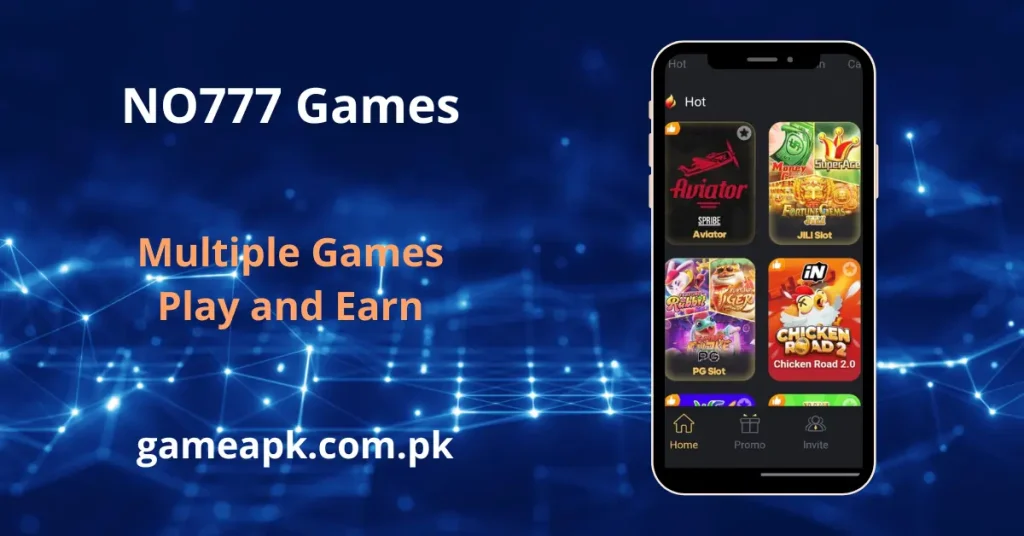 NO777 app screen showing multiple games including Aviator, Fortune Gems, and Chicken Road 2.0.
Play and earn through a variety of slot and casino-style games in the NO777 app.